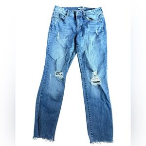 Dynamite Cara Women's Distressed Blue Cropped Jeans, Sz 26